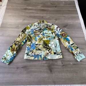 Chicos Floral Full Zip Jacket - 0